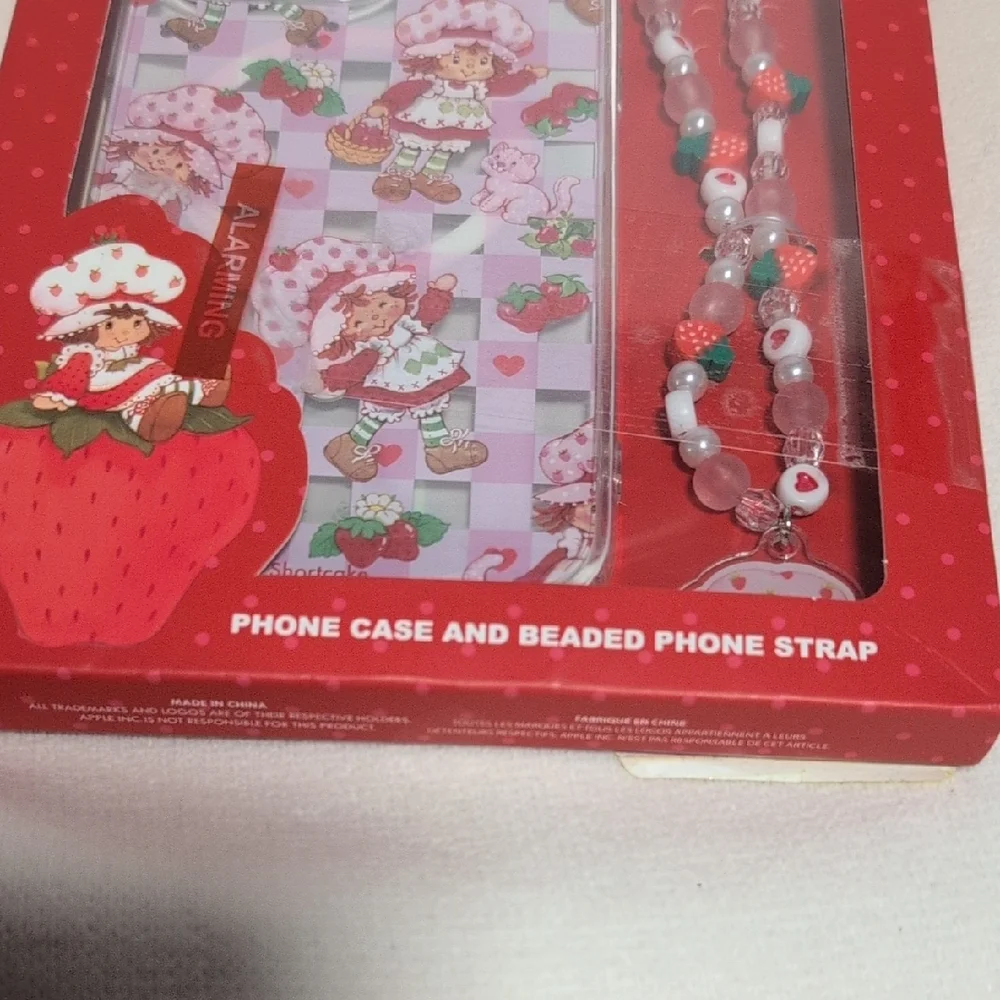 Strawberry Shortcake iPhone 15 Pro Max Case with Beaded Strap - Red